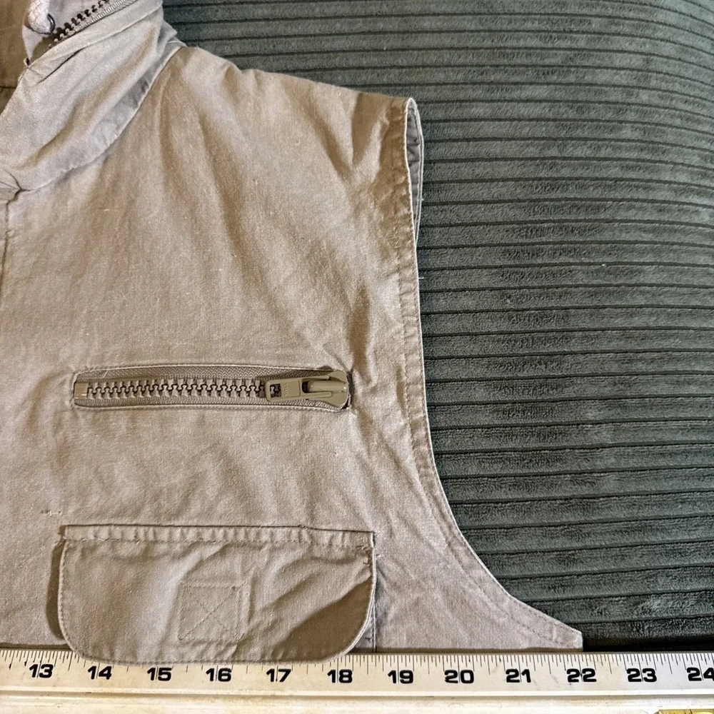 Vintage Banana Republic Cargo Zip Vest Jacket‎ Mens Medium Safari Hooded Travel